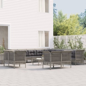 vidaXL, vidaXL 13-tlg. Garten-Lounge-Set mit Kissen Grau Poly Rattan, vidaXL 13-tlg. Garten-Lounge-Set mit Kissen Grau Poly Rattan