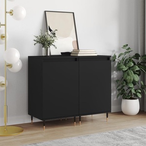 vidaXL, vidaXL Sideboards 2 Stk. Schwarz 40x35x70 cm Holzwerkstoff