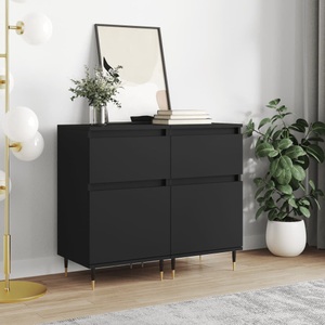 vidaXL, vidaXL Sideboards 2 Stk. Schwarz 40x35x70 cm Holzwerkstoff