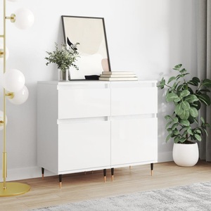 vidaXL, vidaXL Sideboards 2 Stk. Hochglanz-Weiß 40x35x70 cm Holzwerkstoff