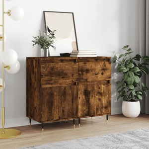 vidaXL, vidaXL Sideboards 2 Stk. Räuchereiche 40x35x70 cm Holzwerkstoff