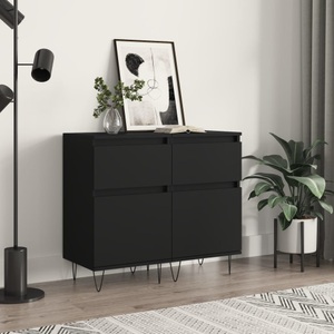vidaXL, vidaXL Sideboards 2 Stk. Schwarz 40x35x70 cm Holzwerkstoff