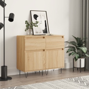 vidaXL, vidaXL Sideboards 2 Stk. Sonoma-Eiche 40x35x70 cm Holzwerkstoff