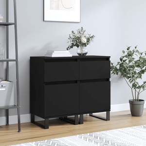 vidaXL, vidaXL Sideboards 2 Stk. Schwarz 40x35x70 cm Holzwerkstoff
