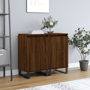 vidaXL, vidaXL Sideboards 2 Stk. Braun Eichen-Optik 40x35x70 cm Holzwerkstoff