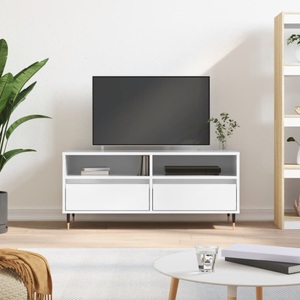 vidaXL, vidaXL TV-Schrank Hochglanz-Weiß 100x34,5x44,5 cm Holzwerkstoff, vidaXL TV-Schrank Hochglanz-Weiß 100x34,5x44,5 cm Holzwerkstoff