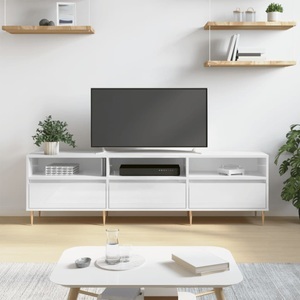 vidaXL, vidaXL TV-Schrank Hochglanz-Weiß 150x30x44,5 cm Holzwerkstoff, vidaXL TV-Schrank Hochglanz-Weiß 150x30x44,5 cm Holzwerkstoff