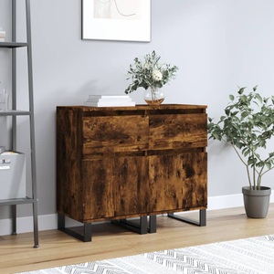 vidaXL, vidaXL Sideboards 2 Stk. Räuchereiche 40x35x70 cm Holzwerkstoff