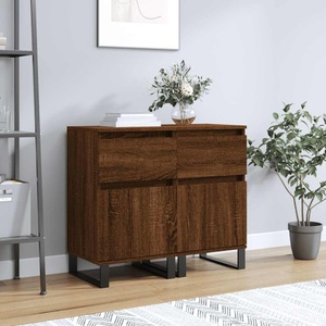 vidaXL, vidaXL Sideboards 2 Stk. Braun Eichen-Optik 40x35x70 cm Holzwerkstoff