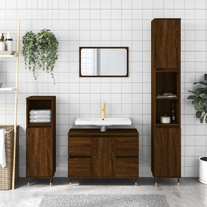vidaXL, vidaXL Badschrank Braun Eichen-Optik 80x33x60 cm Holzwerkstoff, vidaXL Badschrank Braun Eichen-Optik 80x33x60 cm Holzwerkstoff