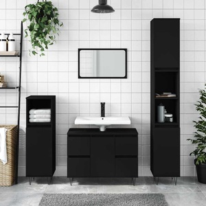 vidaXL, vidaXL Badschrank Schwarz 80x33x60 cm Holzwerkstoff, vidaXL Badschrank Schwarz 80x33x60 cm Holzwerkstoff