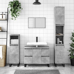 vidaXL, vidaXL Badschrank Betongrau 80x33x60 cm Holzwerkstoff, vidaXL Badschrank Betongrau 80x33x60 cm Holzwerkstoff