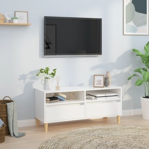 vidaXL, vidaXL TV-Schrank Hochglanz-Weiß 100x34,5x44,5 cm Holzwerkstoff, vidaXL TV-Schrank Hochglanz-Weiß 100x34,5x44,5 cm Holzwerkstoff