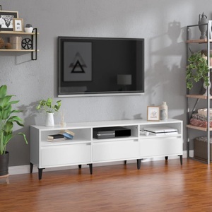 vidaXL, vidaXL TV-Schrank Hochglanz-Weiß 150x30x44,5 cm Holzwerkstoff, vidaXL TV-Schrank Hochglanz-Weiß 150x30x44,5 cm Holzwerkstoff