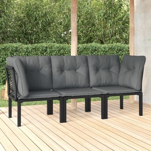 vidaXL, vidaXL 3-tlg. Garten-Lounge-Set Schwarz und Grau Poly Rattan