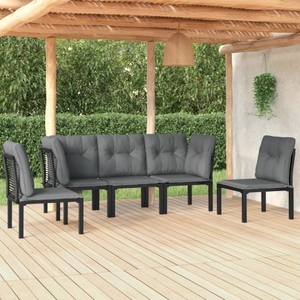 vidaXL, vidaXL 5-tlg. Garten-Lounge-Set Schwarz und Grau Poly Rattan