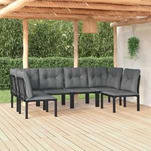 vidaXL, vidaXL 6-tlg. Garten-Lounge-Set Schwarz und Grau Poly Rattan