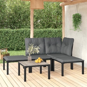 vidaXL, vidaXL 5-tlg. Garten-Lounge-Set Schwarz und Grau Poly Rattan