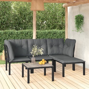vidaXL, vidaXL 5-tlg. Garten-Lounge-Set Schwarz und Grau Poly Rattan
