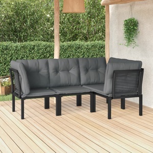 vidaXL, vidaXL 4-tlg. Garten-Lounge-Set Schwarz und Grau Poly Rattan