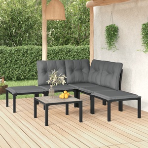 vidaXL, vidaXL 6-tlg. Garten-Lounge-Set Schwarz und Grau Poly Rattan