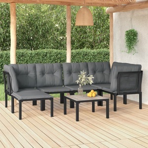 vidaXL, vidaXL 7-tlg. Garten-Lounge-Set Schwarz und Grau Poly Rattan