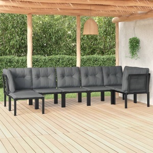 vidaXL, vidaXL 7-tlg. Garten-Lounge-Set Schwarz und Grau Poly Rattan