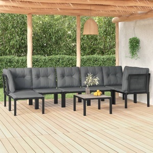 vidaXL, vidaXL 8-tlg. Garten-Lounge-Set Schwarz und Grau Poly Rattan