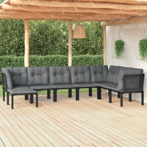 vidaXL, vidaXL 7-tlg. Garten-Lounge-Set Schwarz und Grau Poly Rattan
