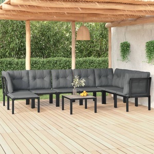 vidaXL 8-tlg. Garten-Lounge-Set Schwarz und Grau Poly Rattan