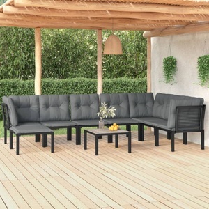 vidaXL, vidaXL 8-tlg. Garten-Lounge-Set Schwarz und Grau Poly Rattan