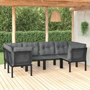 vidaXL, vidaXL 6-tlg. Garten-Lounge-Set Schwarz und Grau Poly Rattan