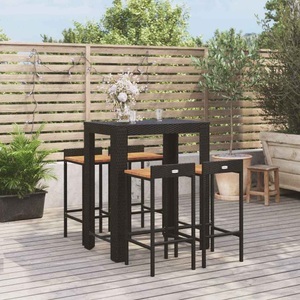 vidaXL, vidaXL 5-tlg. Gartenbar-Set Schwarz Poly Rattan & Massivholz Akazie