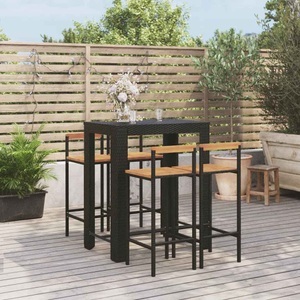 vidaXL, vidaXL 5-tlg. Gartenbar-Set Schwarz Poly Rattan & Massivholz Akazie