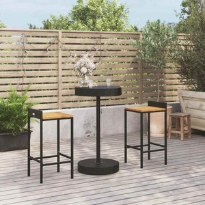 vidaXL, vidaXL 3-tlg. Gartenbar-Set Schwarz Poly Rattan & Massivholz Akazie