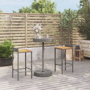 vidaXL, vidaXL 3-tlg. Gartenbar-Set Grau Poly Rattan & Massivholz Akazie