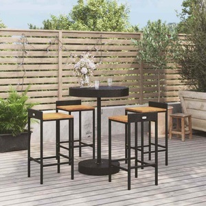vidaXL, vidaXL 5-tlg. Gartenbar-Set Schwarz Poly Rattan & Massivholz Akazie