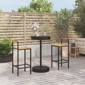 vidaXL, vidaXL 3-tlg. Gartenbar-Set Schwarz Poly Rattan & Massivholz Akazie