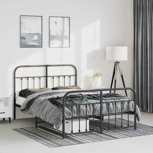 vidaXL, vidaXL Bettgestell mit Kopf- und Fußteil Metall Schwarz 150x200 cm