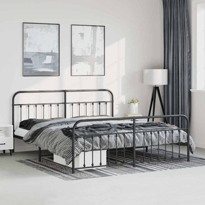vidaXL, vidaXL Bettgestell mit Kopf- und Fußteil Metall Schwarz 183x213 cm