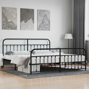 vidaXL, vidaXL Bettgestell mit Kopf- und Fußteil Metall Schwarz 200x200 cm