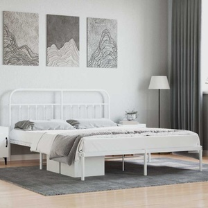 vidaXL, vidaXL Bettgestell mit Kopfteil Metall Weiß 180x200 cm, vidaXL Bettgestell mit Kopfteil Metall Weiß 180x200 cm