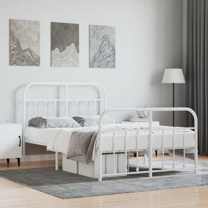 vidaXL, vidaXL Bettgestell mit Kopf- und Fußteil Metall Weiß 120x190 cm