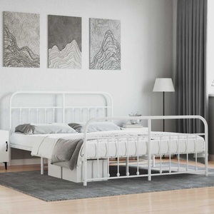 vidaXL, vidaXL Bettgestell mit Kopf- und Fußteil Metall Weiß 180x200 cm