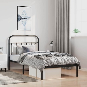vidaXL, vidaXL Bettgestell mit Kopfteil Metall Schwarz 100x190 cm, vidaXL Bettgestell mit Kopfteil Metall Schwarz 100x190 cm