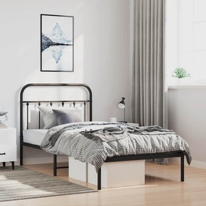 vidaXL, vidaXL Bettgestell mit Kopfteil Metall Schwarz 100x190 cm