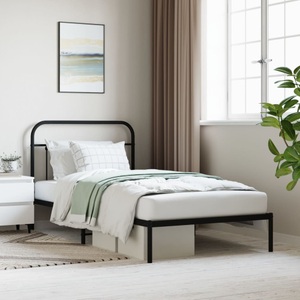 vidaXL, vidaXL Bettgestell mit Kopfteil Metall Schwarz 107x203 cm