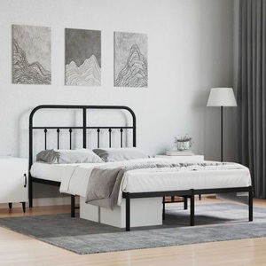vidaXL, vidaXL Bettgestell mit Kopfteil Metall Schwarz 120x190 cm