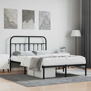 vidaXL, vidaXL Bettgestell mit Kopfteil Metall Schwarz 120x200 cm