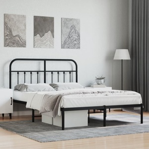vidaXL, vidaXL Bettgestell mit Kopfteil Metall Schwarz 140x200 cm